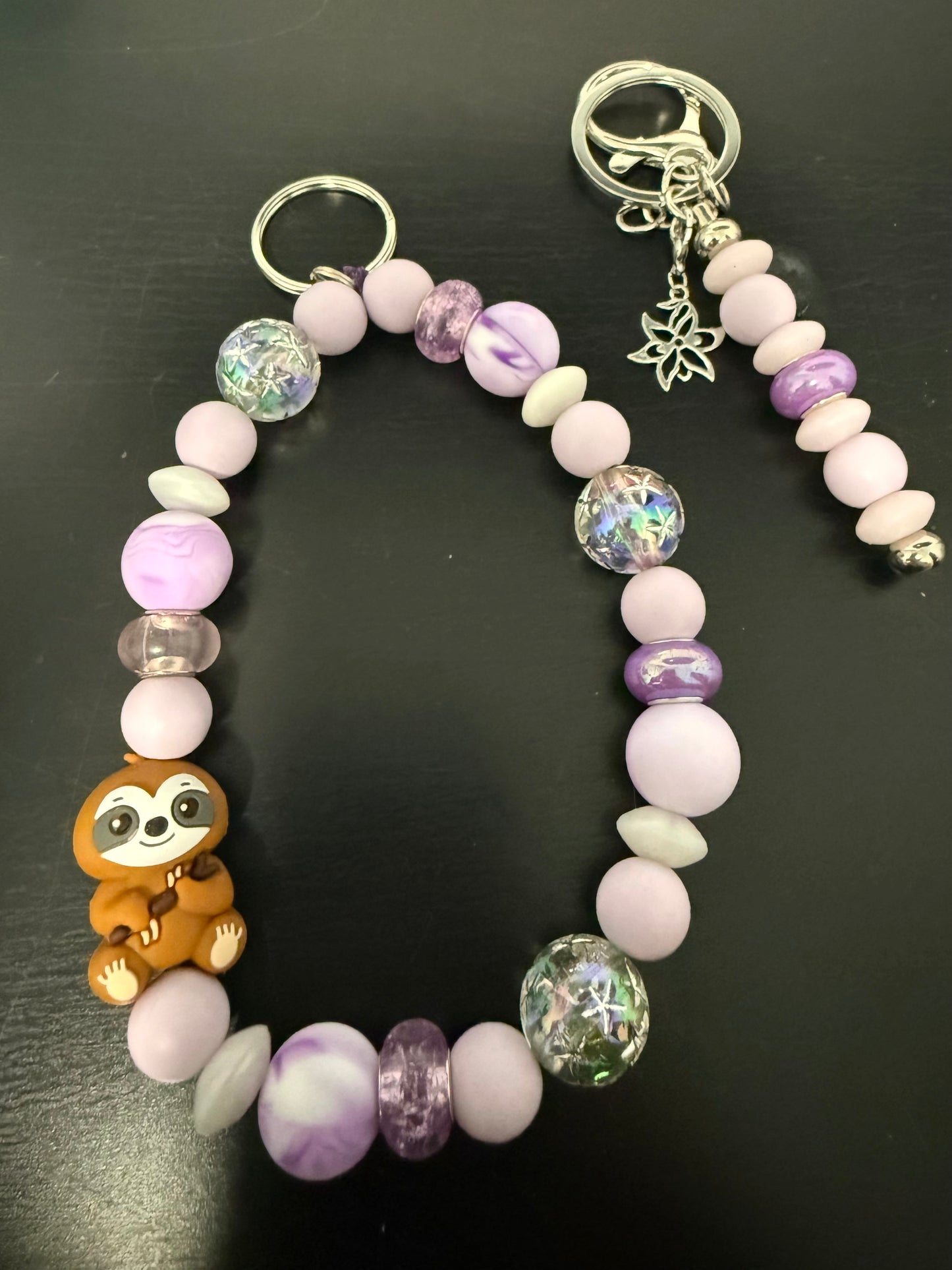 Purple Sloth Phone Chain and Matching Keychain