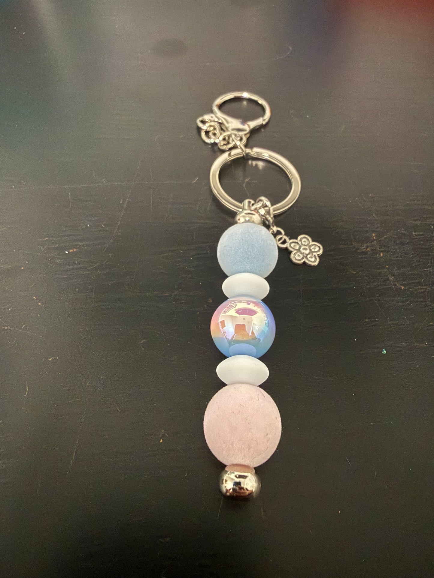 Elegant Pink and Blue Pastel Beaded Keychains