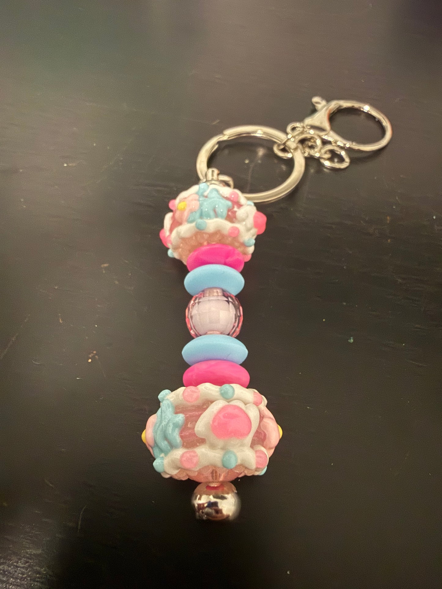Elegant Pink and Blue Pastel Beaded Keychains