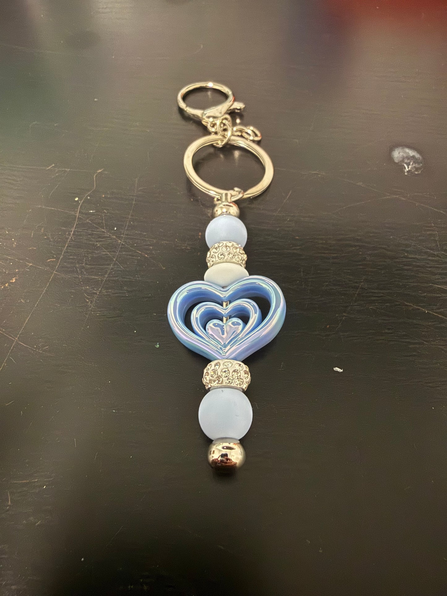 Elegant Pink and Blue Pastel Beaded Keychains