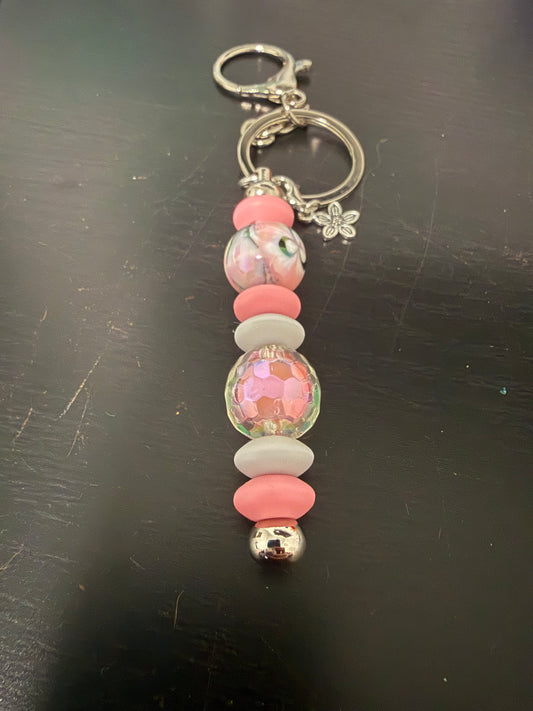 Elegant Pink and Blue Pastel Beaded Keychains