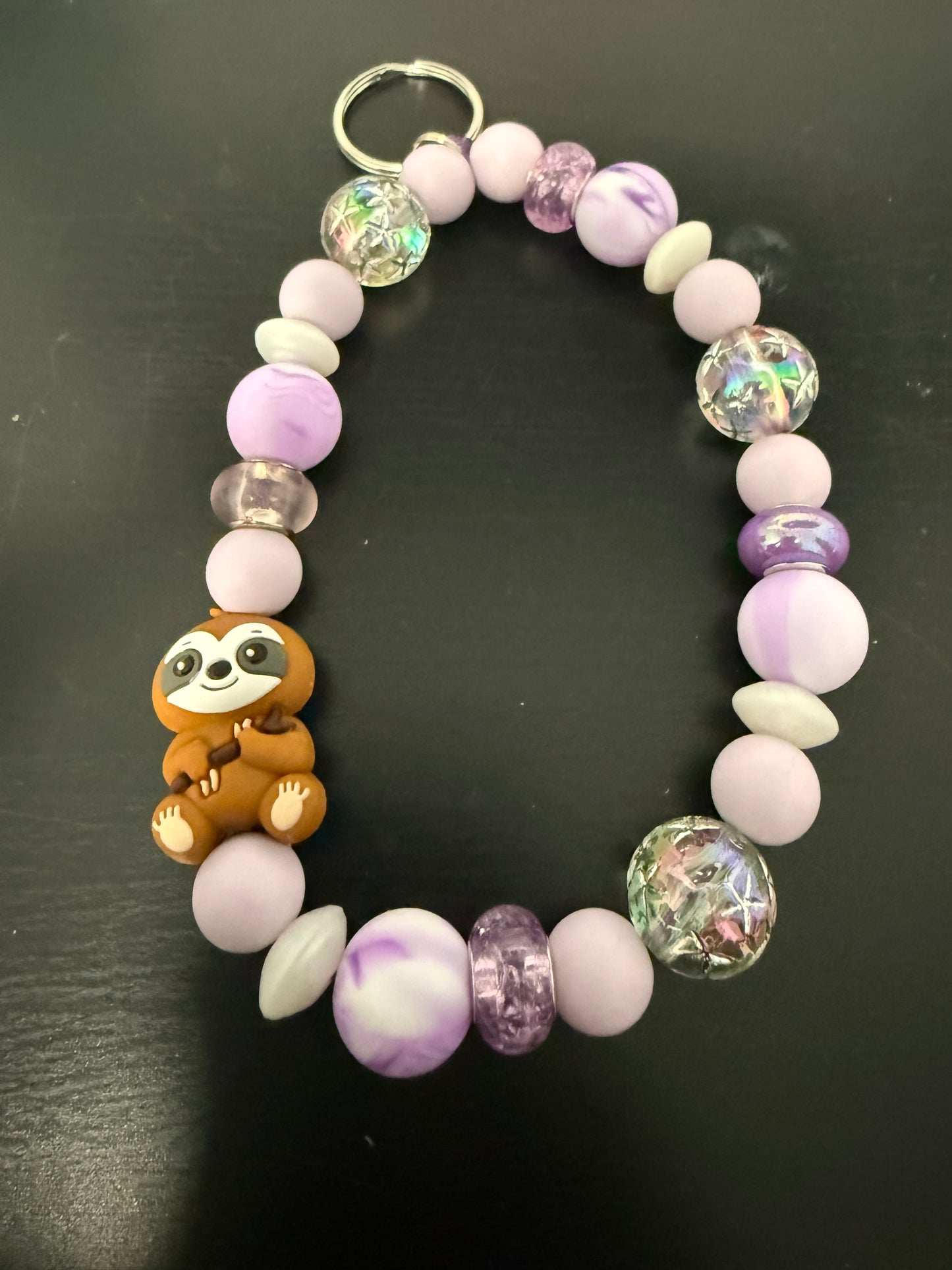 Purple Sloth Phone Chain and Matching Keychain
